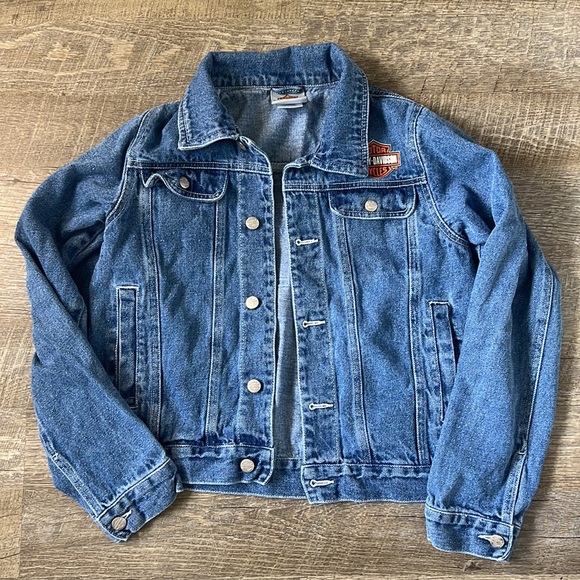 Vintage Kids Unisex Harley Davidson Jean Jacket Size 12/14 - Picture 3 of 5